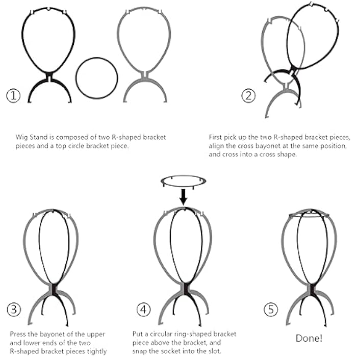 Head Stand - Compact wig head stand for portable use, foldable design, and sturdy plastic construction, ideal for salons, travel, on-site wig fittings, and quick setup. (5PCS) - Image 5